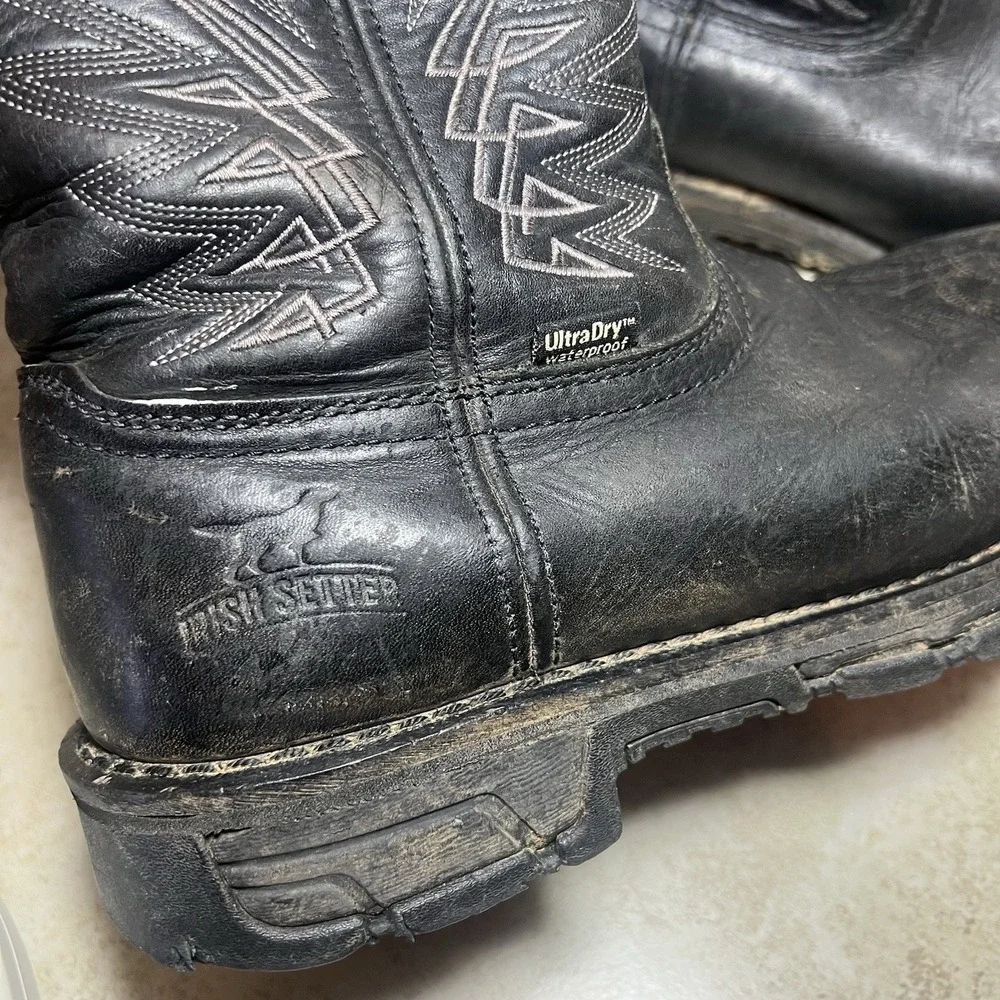Irish Setter Red Wing Marshall 83956 Steel Toe Work Boots Mens 8.5 D Black